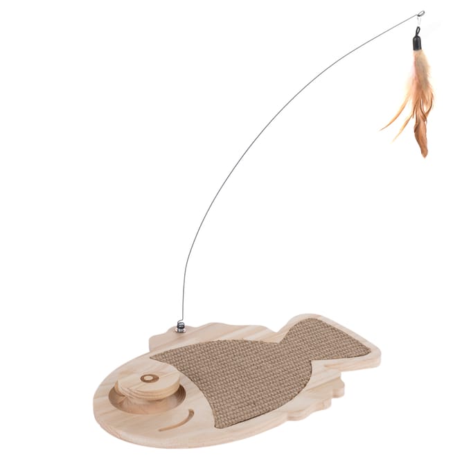 TIAKI houten vis om te krabben en spelen 36x26x4cm kat