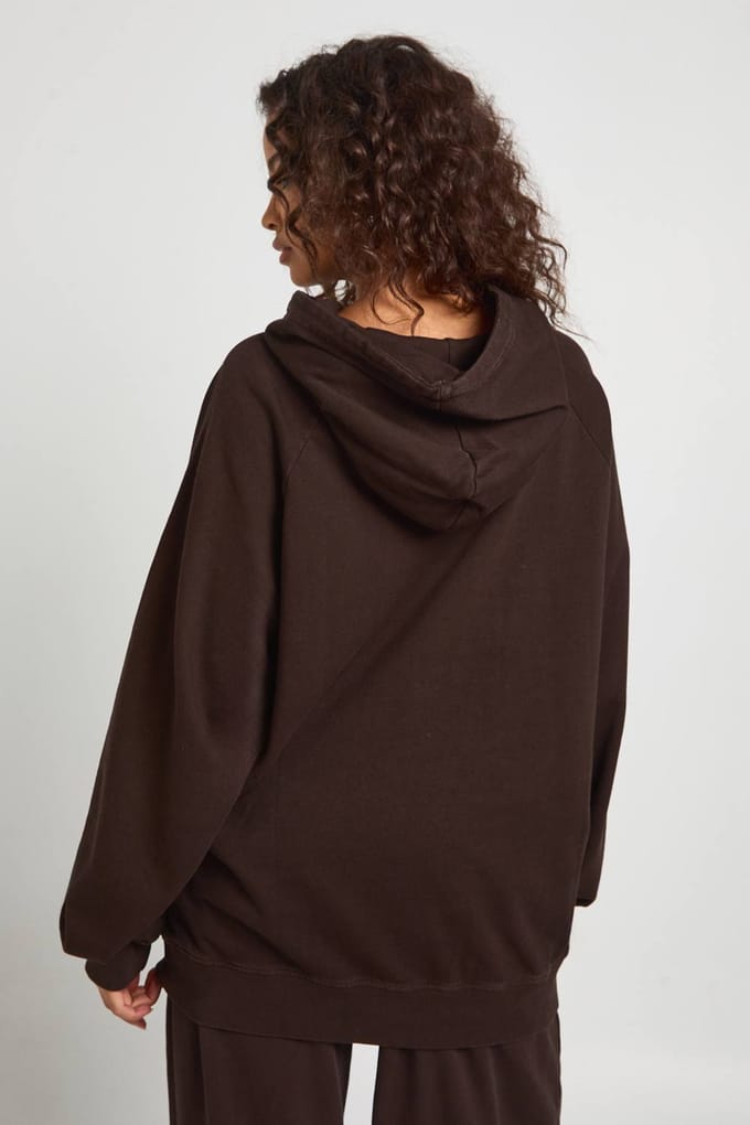 boohoo Dames Gewassen Raglan Naad Oversized Hoodie | Chocoladebruin | Maat: Medium