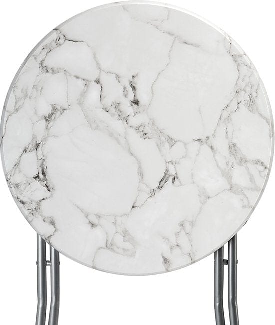 CASARIA Statafel Set van 2 - Inklapbaar Marmerlook 110cm Ø60cm - Wit