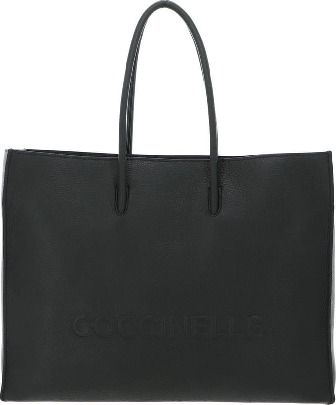 COCCINELLE Leren Schoudertas Maxi Log Handbag Grained Leather Alga Donkergroen