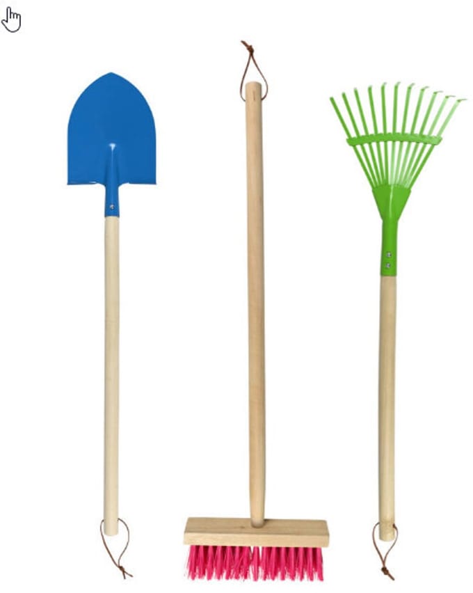 Trendoz kinder Tuingereedschap - 3-delig - metaal - speelgoed schop/schep - hark - bladhark