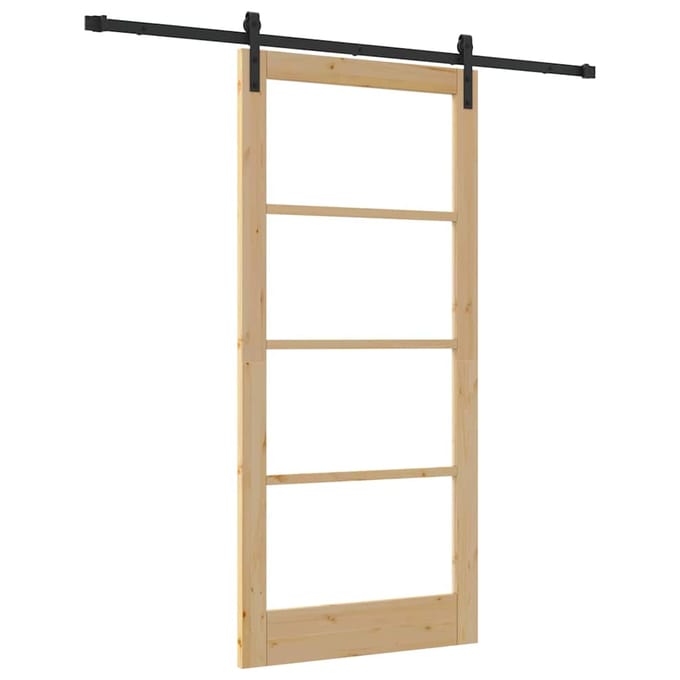 vidaXL - Schuifdeur - ORKDAL - Natuurlijk - en - zwart - 93 - x - 202 - cm