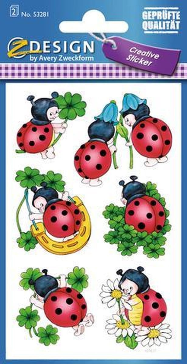 Avery Stickervel Lieveheersbeestje 7,6 X 12 Cm Papier 12-delig