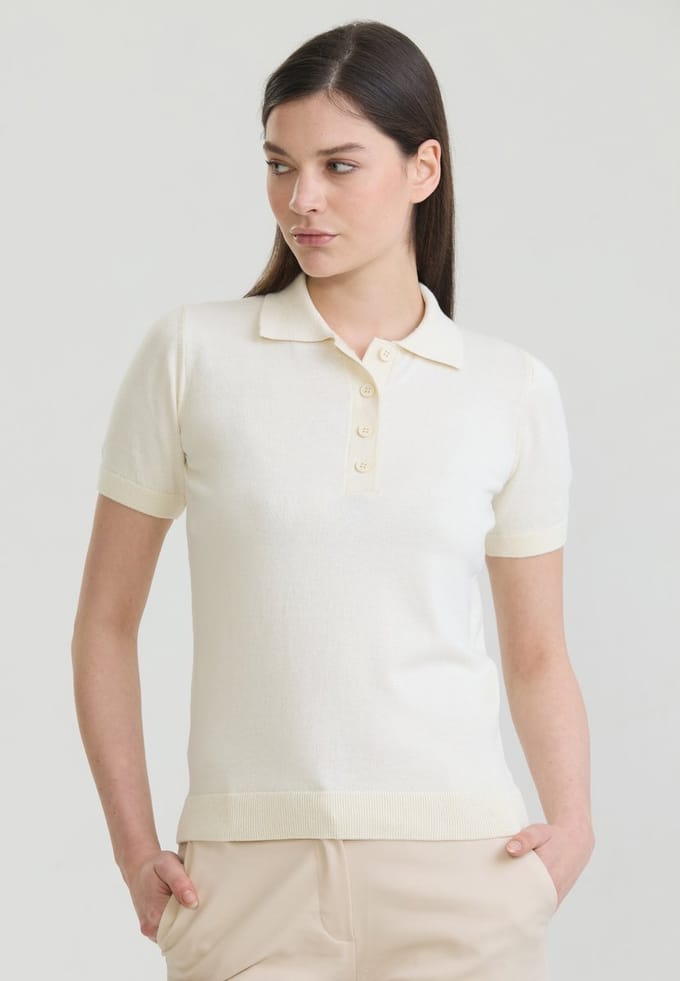 Felix Hardy Polo Shirt Korte Mouwen 100% Katoen Dames Ecru - M