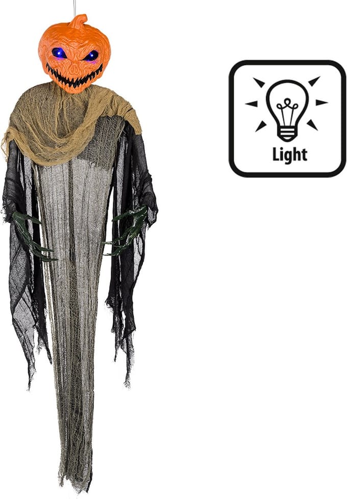 Boland - Decoratie Dark pumpkin - Horror - Pompoen - Jack-o'-lantern - Halloween - Versiering met licht