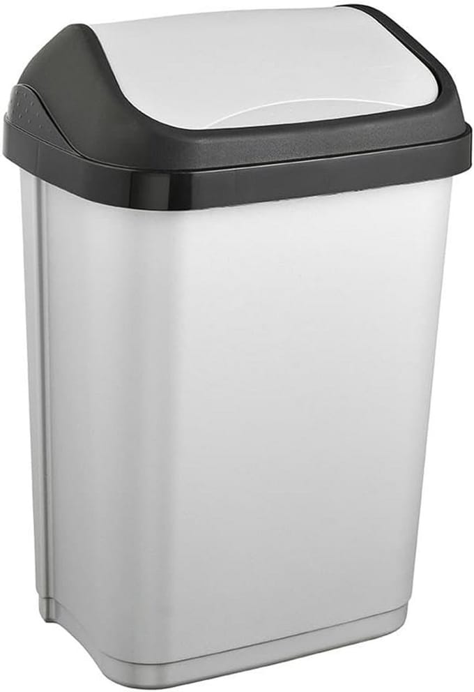 Prullenbak met Kantelklep 10 Liter Licht Zilver