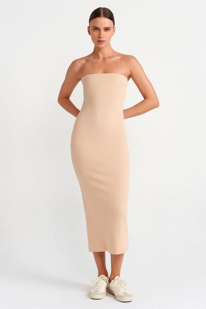 Strapless Bodycon Midi-Jurk
