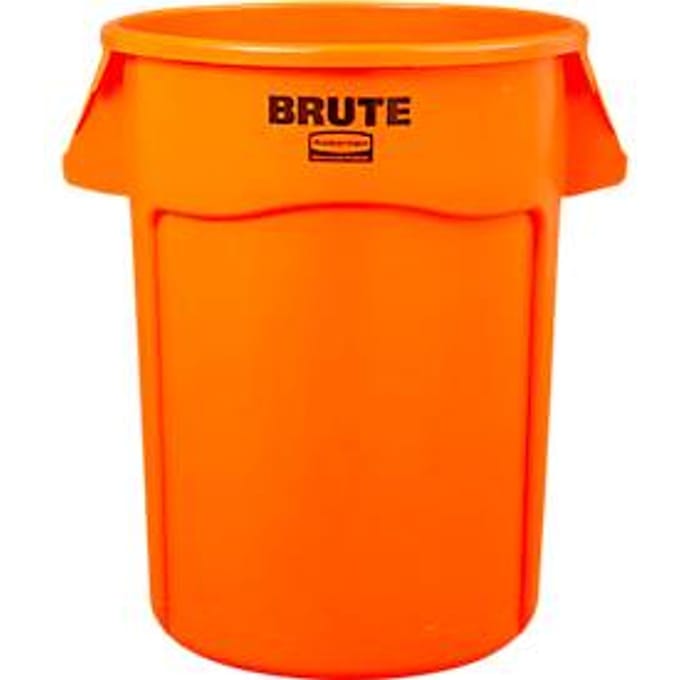 Rubbermaid afvalbak Brute Vented, met handgrepen en UV-bescherming, L 712 x B 612 x H 795 mm, 167 l, polyetheen, oranje