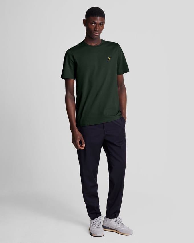 Blauwgroen groen T-shirt met Lyle & Scott-logo op de borst