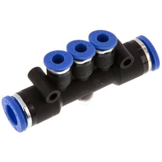 4mm x 8mm 3-way Manifold Messing/PA 66 Insteekfitting NBR