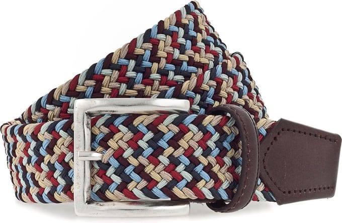 b.belt Riem Luca Stretch Belt W100 Red Multi Bruine Veelkleurig