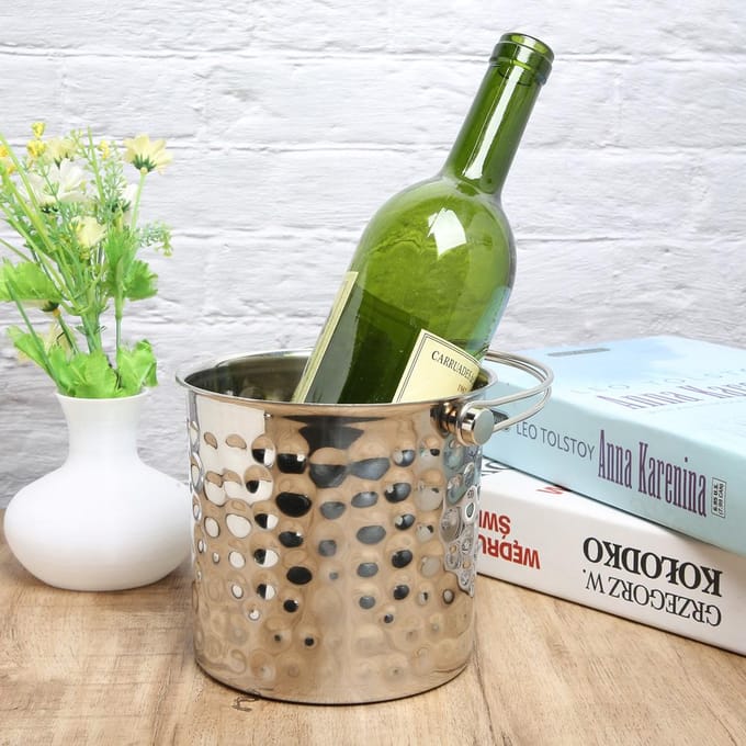 1L Roestvrijstalen IJsemmer Container Draagbare Champagnekoeler met Filter Huisbar Benodigdheden white