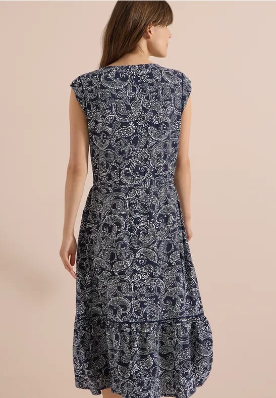 Midi-jurk met gespleten hals en print