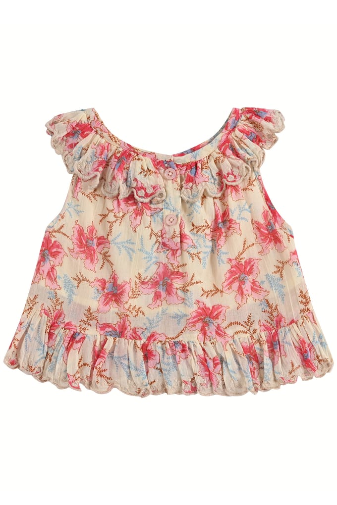Louise Misha Top Zelie Raspberry Flowers Größe: 6M | Hemden Outlet | kids | Rosa