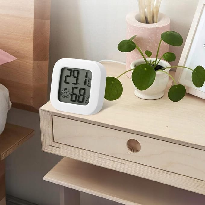 Azaris - Mini Weerstation Binnen - Thermometer en Hygrometer - Compact - Drie Bevestigingsopties - Batterij CR2032