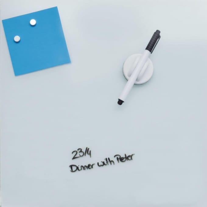 DESQ® Magnetisch Glasbord - Wit - 45 x 45 cm - Inclusief Wisser en Stift en Magneten