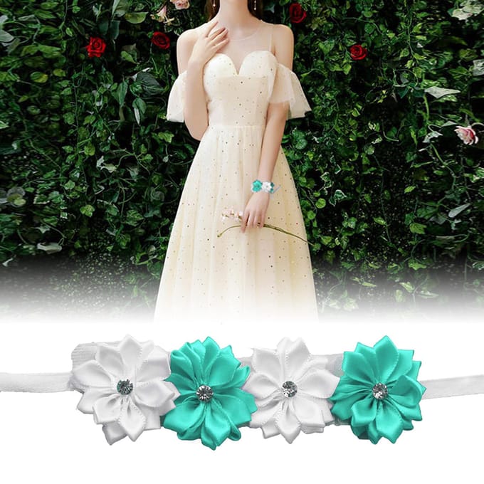 6 Stuks Mooie Bruid Bruidsmeisjes Simulatie Lint Polsbloem Bruiloft Decoratie blue