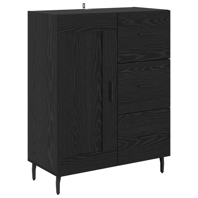 vidaXL - Dressoir - met - lade - Zwart - Eiken - 69,5 - x - 34 - x - 90 - cm