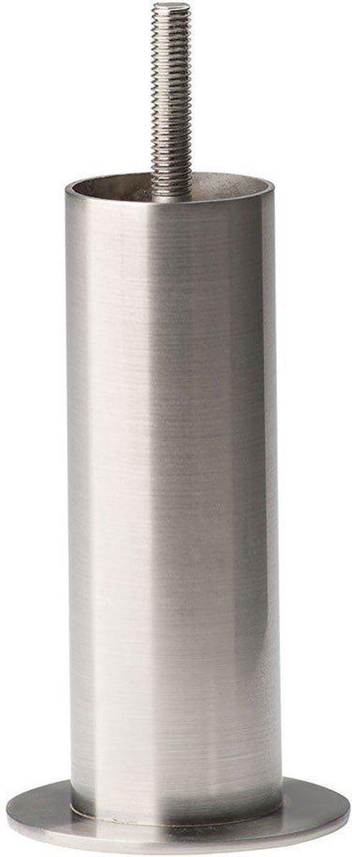 Stalen meubelpoot rvs look rond ø 4 cm en hoogte 14 cm (M8) - Set van 4 stuks