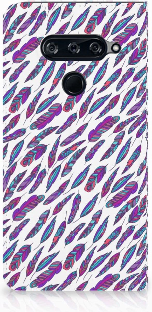 LG V40 Thinq Hoesje met Magneet Feathers Color