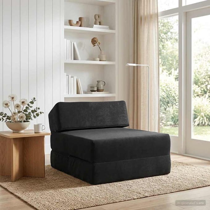 vidaXL - Vouwbare - Sofa - Bed - Zwart - 60 - x - 70 - x - 41 - cm - Stof