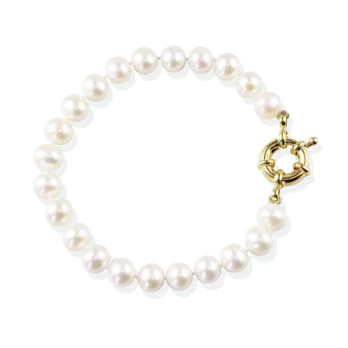 PROUD PEARLS® Klassieke parelarmband met gouden sluiting (size: medium)