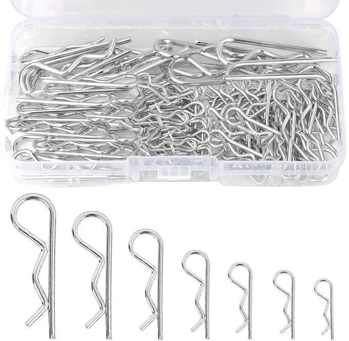 130 Stuks R-clips Assortiment van RVS voor Koppeling, Tuinmachines en Tractoren - 7 Maten Beschikbaar
