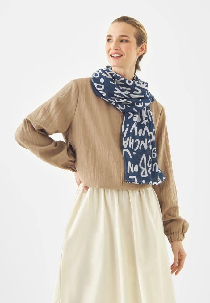 Codello sjaal van Modal-katoenen Mix met Typo-Prints