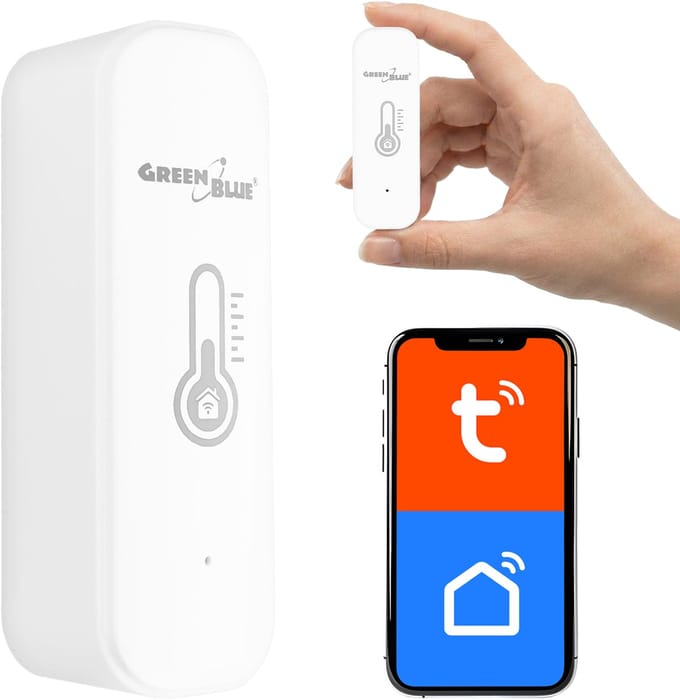 GreenBlue wifi- temperatuur- en vochtigheidssensor, Android/iOS/Alexa/Google Home, 3,0 V DC, LR03x2, GB737 - Wit