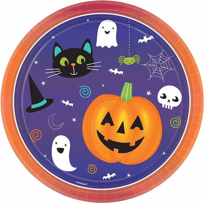 RIETHMULLER - 8 kartonnen borden Halloween Friends 23 cm