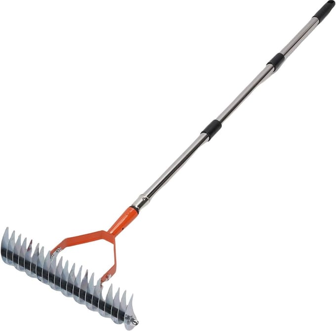 Gazon hark - Gras hark - Dood gras verwijderen - Verstelbaar handvat - 52 inch