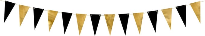 Partydeco - DIY Vlaggenlijn Goud en Zwart (13 cm) - 2,15m