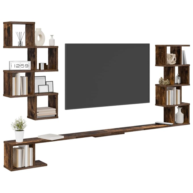 vidaXL - Wandgemonteerd - TV - Rek - Gerookt - eiken - 200 - x - 15 - x - 94 - cm