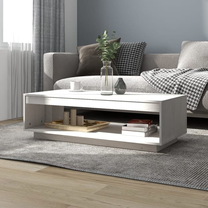vidaXL - Salontafel - 110x50x33,5 - cm - massief - grenenhout - wit