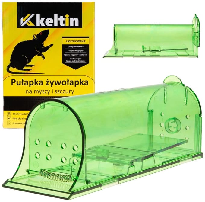 Keltin Twee stuks muizenval - humaan - ontsnappingsvrij - transparant groen - compact formaat