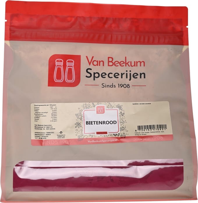 Van Beekum Specerijen - Bietenrood - 1 KG (hersluitbare stazak)