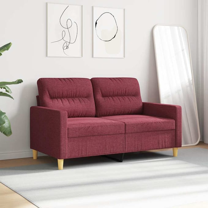 vidaXL - Tweezitsbank - 120 - cm - stof - wijnrood