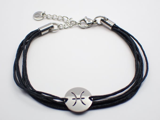 Colure® armband sterrenbeeld Vissen zwart koord