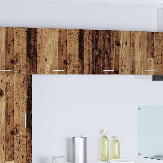 vidaXL - Hangkast - 2 - st - Oud - Hout - en - Wit - Bewerkt - hout