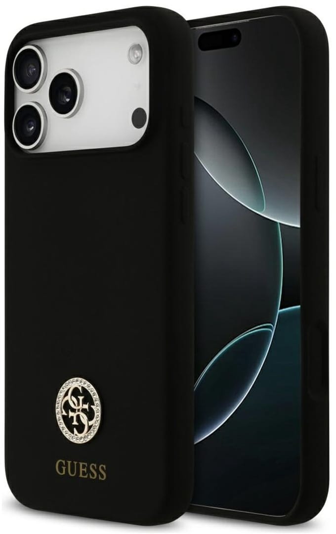 MagSafe hoesje voor Apple iPhone 17 Pro Max, Guess, Logo Strass 4G, Zwart