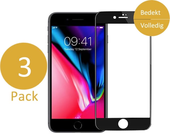 Screenprotector geschikt voor iPhone 8 Plus / 7 Plus - 3x FullGuard Glas Screen Protector