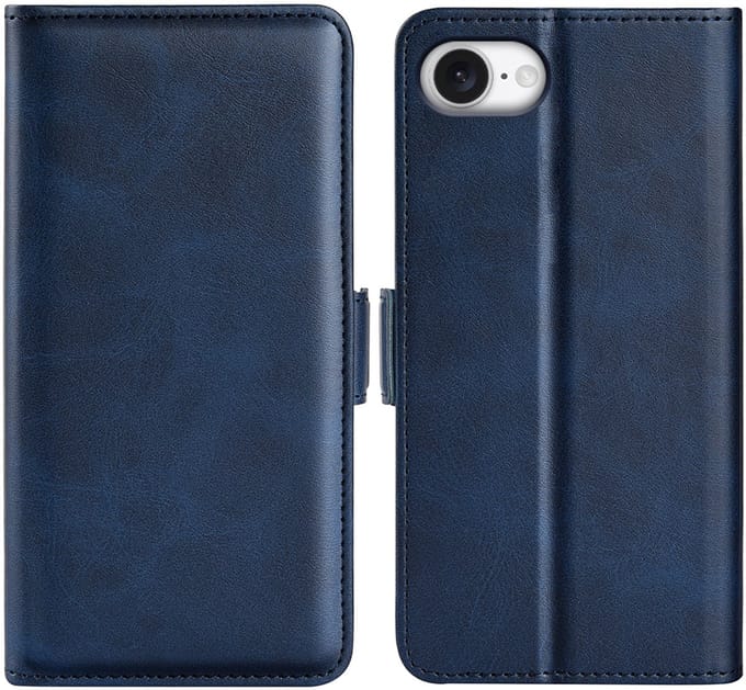 MobyDefend Hoesje - Geschikt voor iPhone 16e / iPhone 17e - Luxe Wallet Book Case (Sluiting Zijkant) - Blauw
