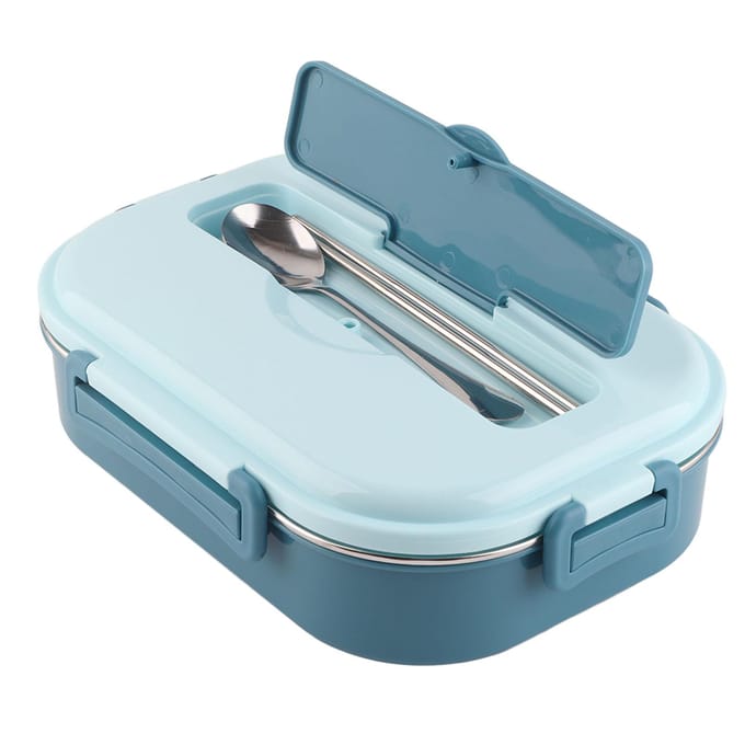 Roestvrijstalen Lunchbox 4?Grid Draagbare Bento Box Voedselopbergcontainer voor Student Volwassene4?Raster L white