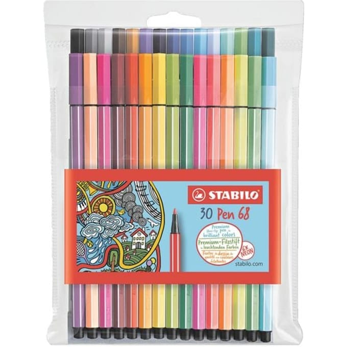 STABILO Pen 68 - Premium Viltstift - Etui Met 24 Standaard & 6 Neon Kleuren