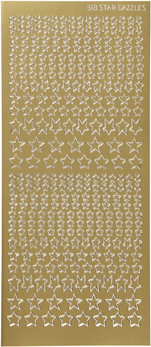 Stickers, sterren, vel 10x23 cm, goud, 1 vel