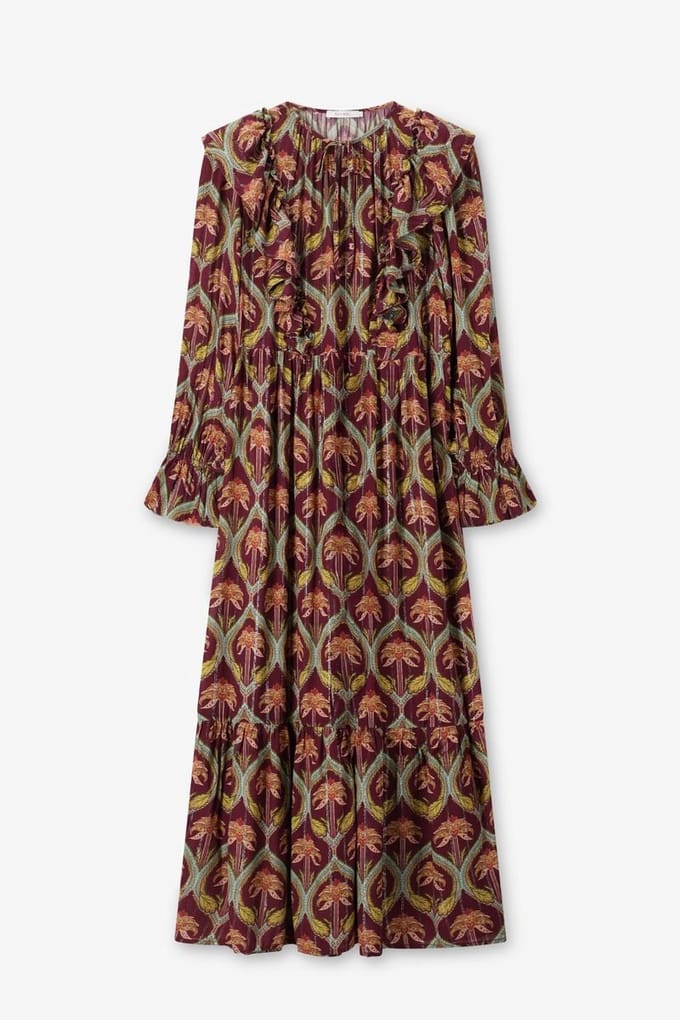 Sissy-Boy - Donkerrode maxi jurk met palm print