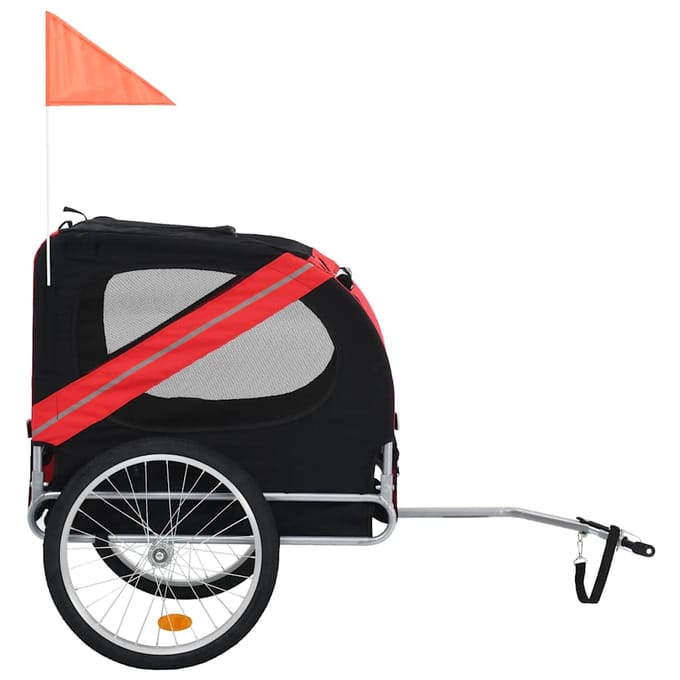 vidaXL - Hondenfietstrailer - rood - en - zwart