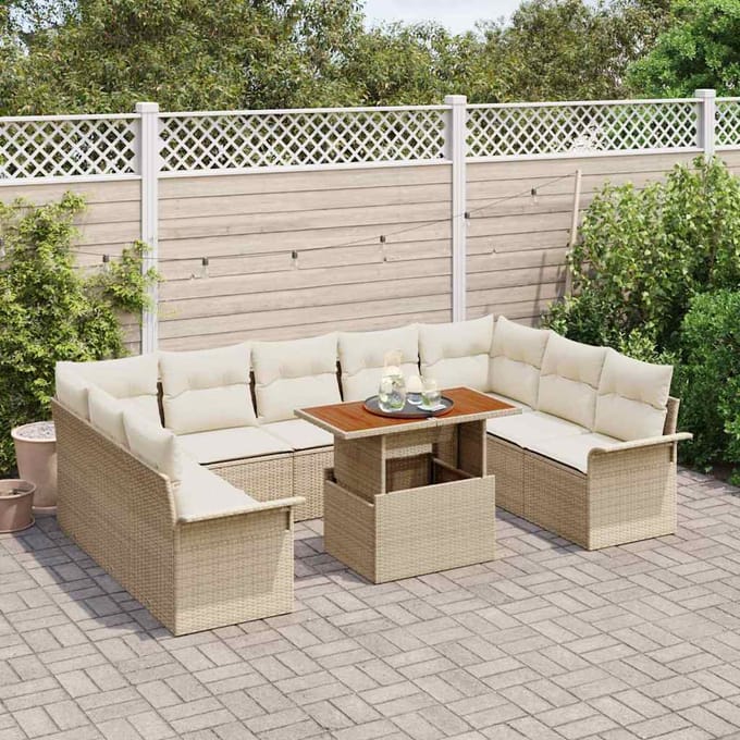 vidaXL - Tuinbank - Set - 10 - st - beige - en - crèmekleurig
