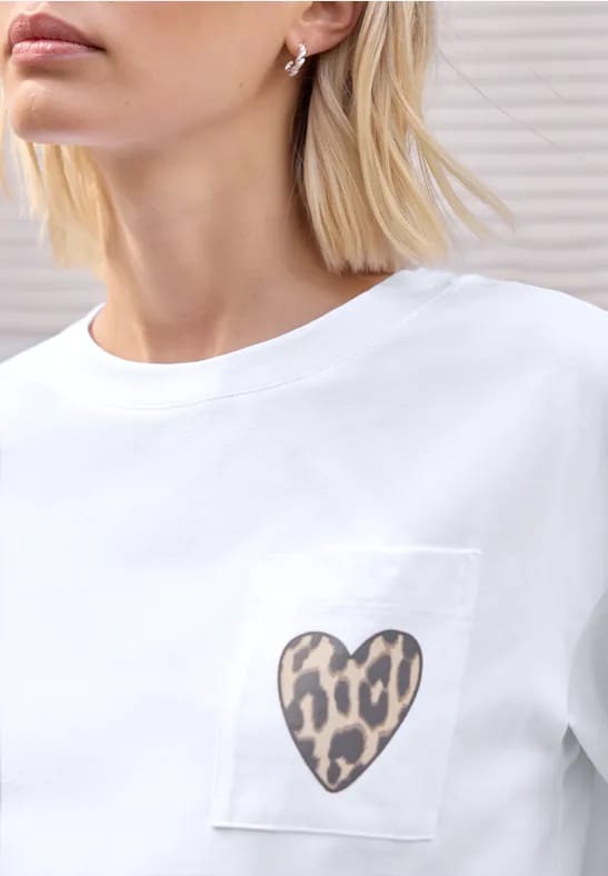 Shirt met ronde hals en borstzak