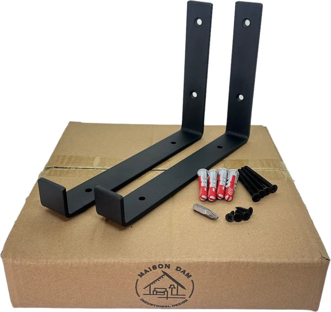 Maison DAM - Plankdragers L vorm up – Plankdrager - Voor plank 20cm - Mat zwart - Staal